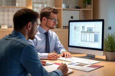Image representing custom kitchen cabinet design process.